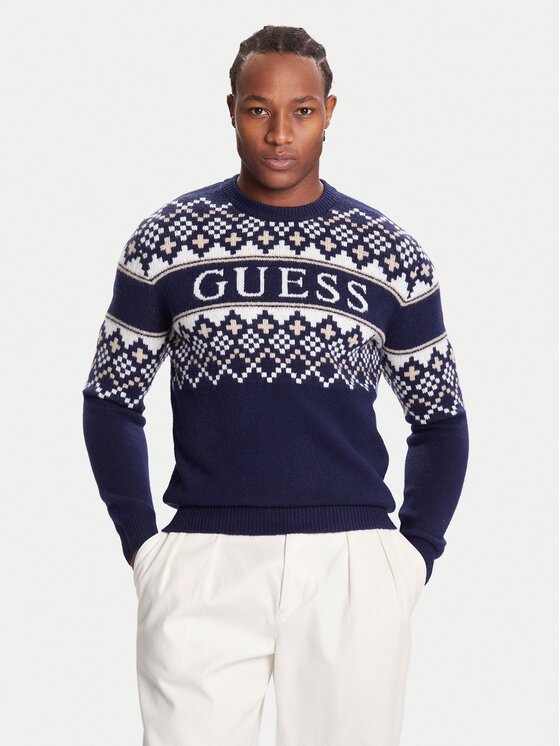 Guess Пуловер M5BR61 Z4142 Тъмносин Regular Fit цвят на ниска цена