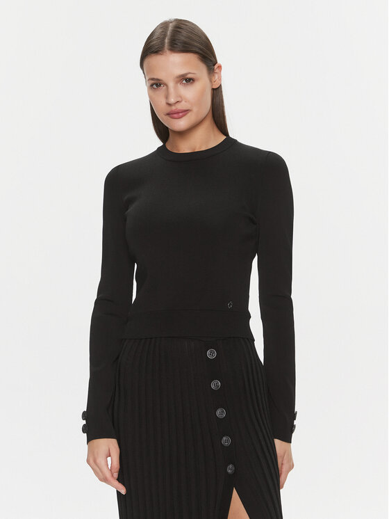 Guess Пуловер Sophie W4RR52 Z3D60 Черен Slim Fit цвят на ниска цена