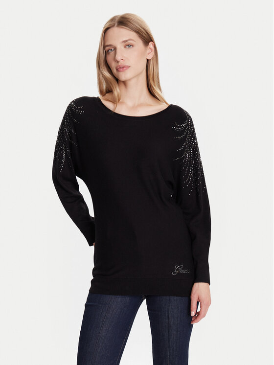 Guess Пуловер W5BR38 Z2NQ2 Черен Relaxed Fit цвят на ниска цена