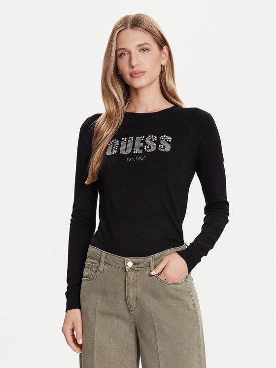 Guess Пуловер W5BR40 Z2NQ2 Черен Regular Fit цвят на ниска цена