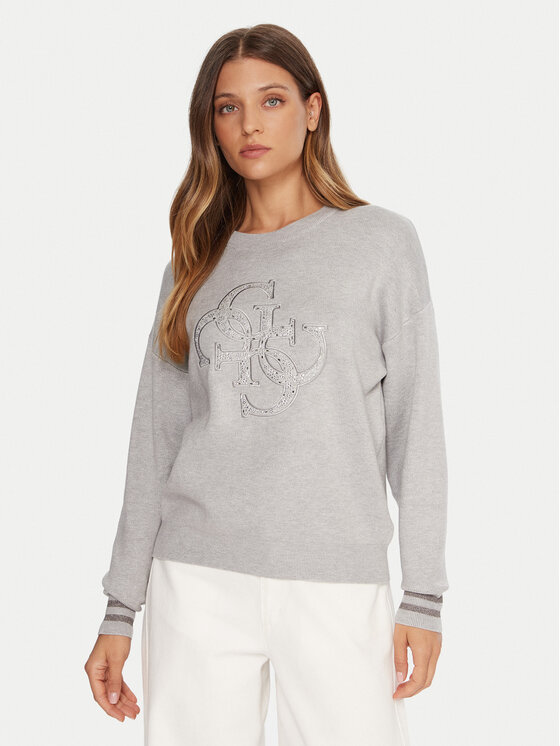 Guess Пуловер W5BR42 Z26I2 Сив Relaxed Fit цвят на ниска цена