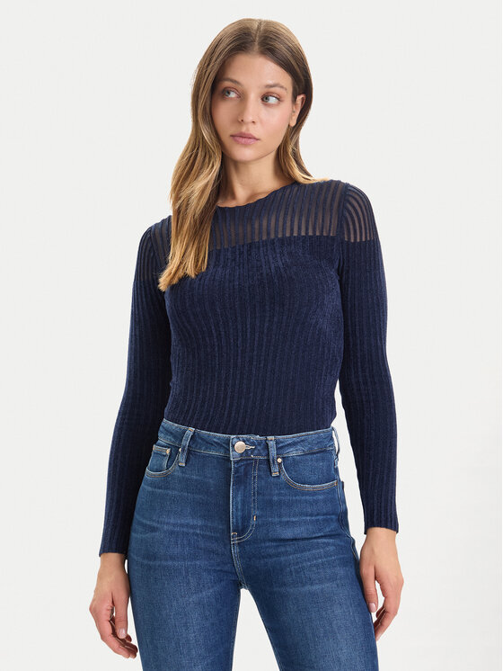 Guess Пуловер W5BR62 Z0890 Тъмносин Slim Fit цвят на ниска цена