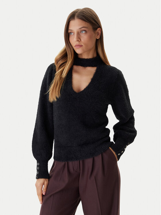 Guess Пуловер W5BR92 Z3BJ0 Черен Relaxed Fit цвят на ниска цена