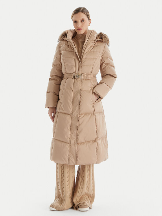 Guess Пухено яке W5BL29 W2802 Бежов Regular Fit цвят на ниска цена