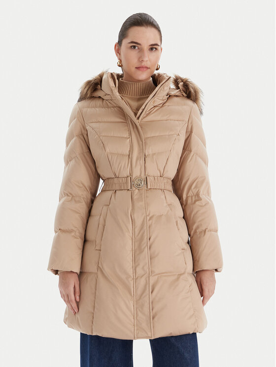 Guess Пухено яке W5BL30 W2802 Бежов Regular Fit цвят на ниска цена