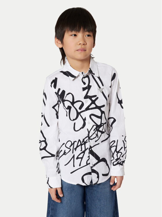 Guess Риза L5BH00 WE5W0 Бял Regular Fit цвят на ниска цена