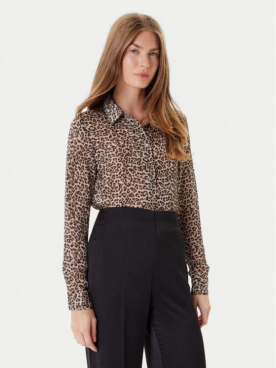 Guess Риза W5YH0X WDW82 Бежов Regular Fit цвят на ниска цена