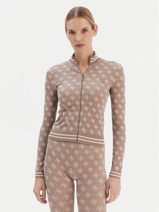 Guess Суитшърт V5BP08 K2000 Кафяв Slim Fit цвят на ниска цена