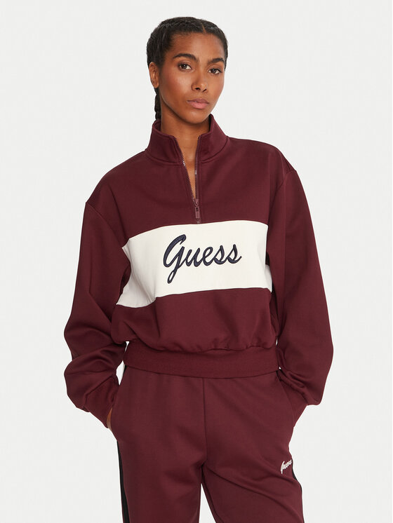 Guess Суитшърт V5BQ00 KCX22 Бордо Regular Fit цвят на ниска цена