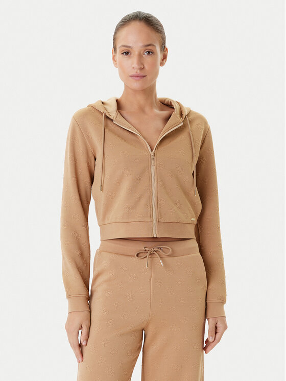 Guess Суитшърт V5YQ06 KBSL2 Кафяв Regular Fit цвят на ниска цена