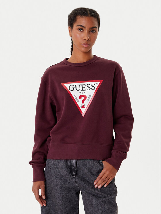 Guess Суитшърт W2YQ16 KBA11 Бордо Regular Fit цвят на ниска цена