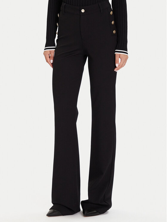 Guess Текстилни панталони W5BB16 KCMU2 Черен Flare Fit цвят на ниска цена