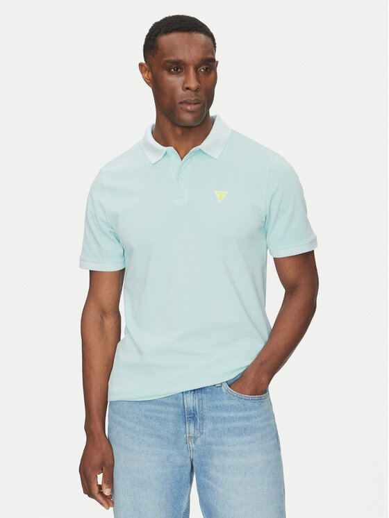 Guess Тениска с яка и копчета F5GP00 K9WF1 Електриков Regular Fit цвят на ниска цена