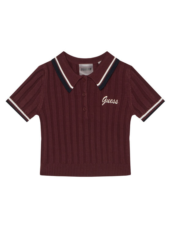 Guess Тениска с яка и копчета J5BP01 Z1152 Бордо Regular Fit цвят на ниска цена