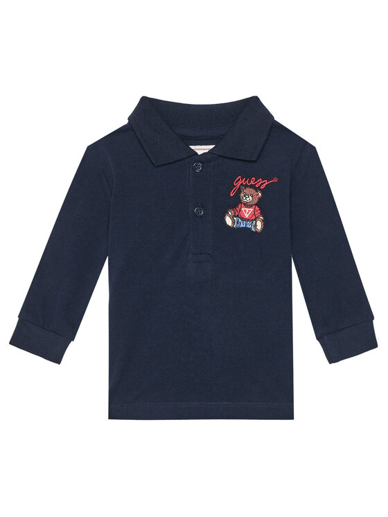 Guess Тениска с яка и копчета N5YP00 KADZ4 Тъмносин Regular Fit цвят на ниска цена