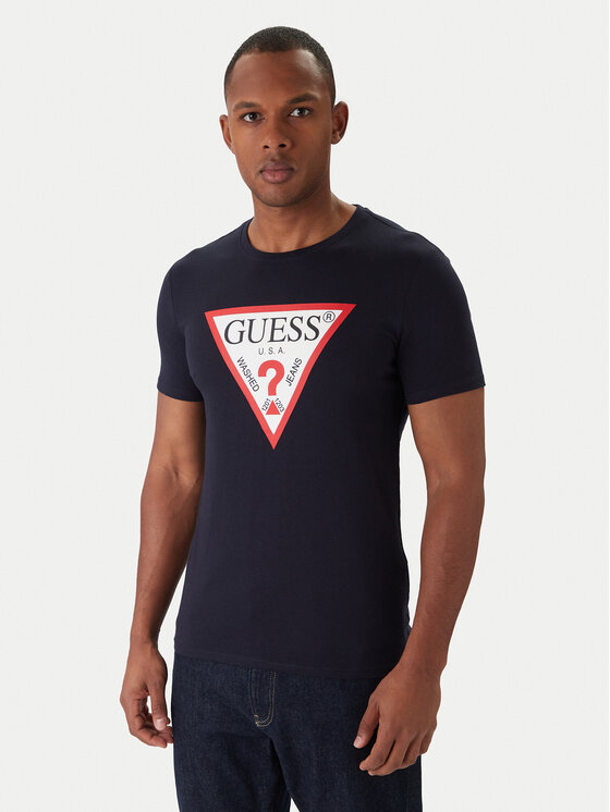 Guess Тишърт M2YI71 I3Z14 Тъмносин Slim Fit цвят на ниска цена