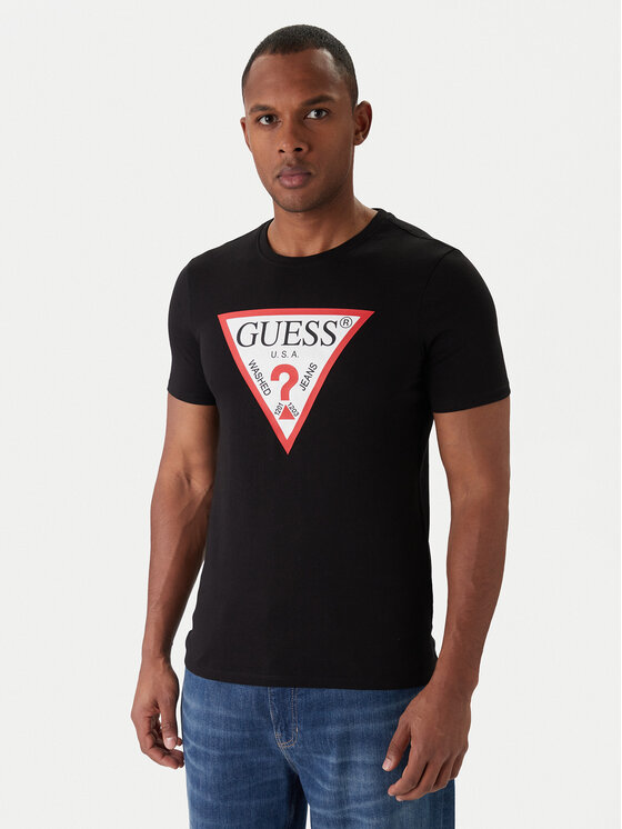 Guess Тишърт M2YI71 I3Z14 Черен Slim Fit цвят на ниска цена