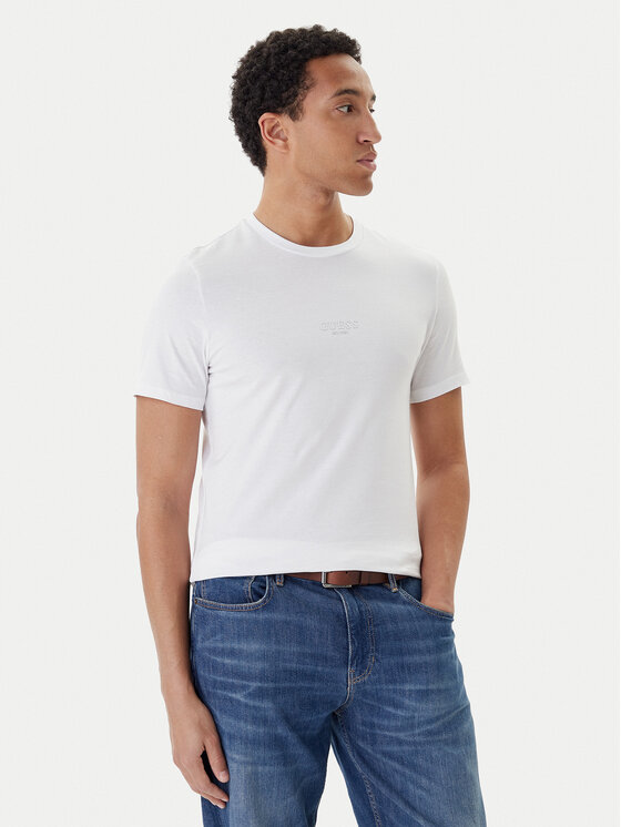 Guess Тишърт M2YI72 I3Z14 Бял Slim Fit цвят на ниска цена