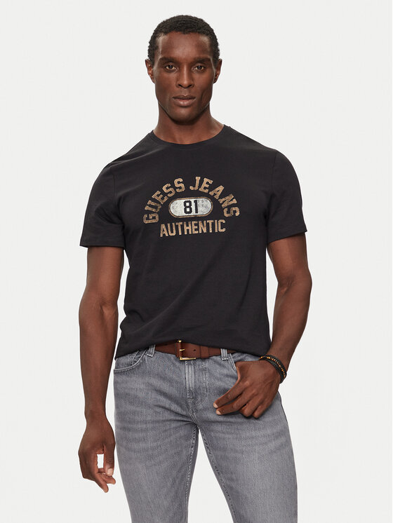 Guess Тишърт M4BI74 K8HM0 Черен Slim Fit цвят на ниска цена