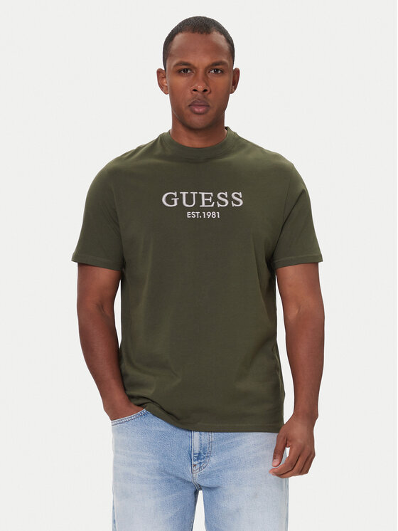 Guess Тишърт M5BI09 K8FQ4 Зелен Regular Fit цвят на ниска цена