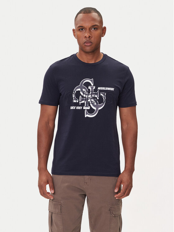 Guess Тишърт M5BI72 I3Z14 Син Slim Fit цвят на ниска цена