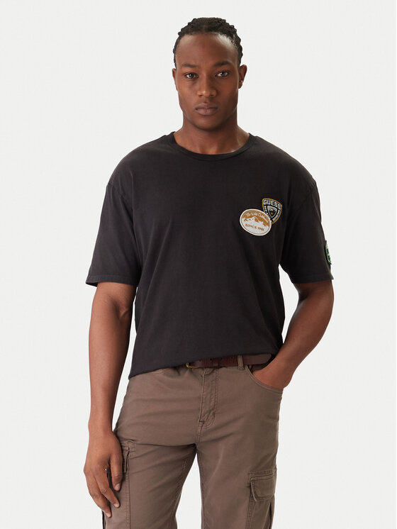 Guess Тишърт M6RI07 KBW41 Черен Regular Fit цвят на ниска цена