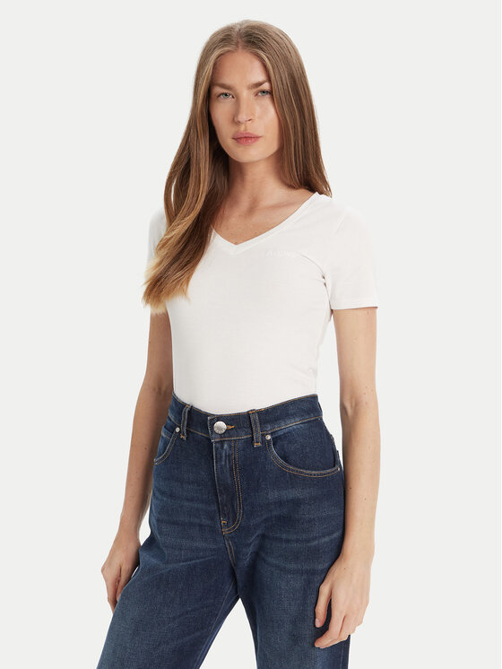 Guess Тишърт O5RI02 KBBU1 Бял Regular Fit цвят на ниска цена