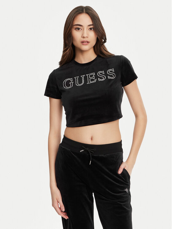 Guess Тишърт V3BI01 K0232 Черен Regular Fit цвят на ниска цена