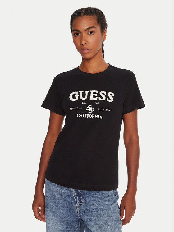 Guess Тишърт V5BI02 KCBF1 Черен Regular Fit цвят на ниска цена