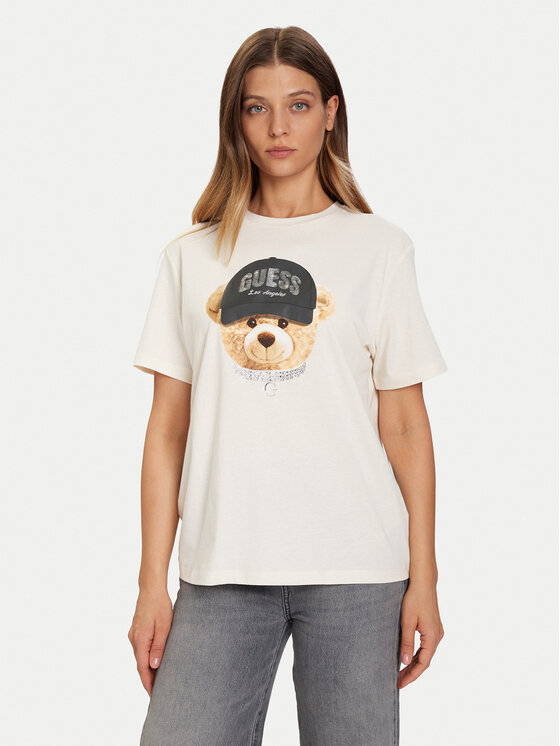 Guess Тишърт V5BI09 I3Z14 Екрю Relaxed Fit цвят на ниска цена