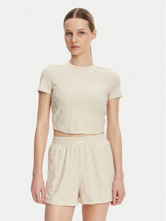 Guess Тишърт V5GP21 KCT02 Бежов Regular Fit цвят на ниска цена