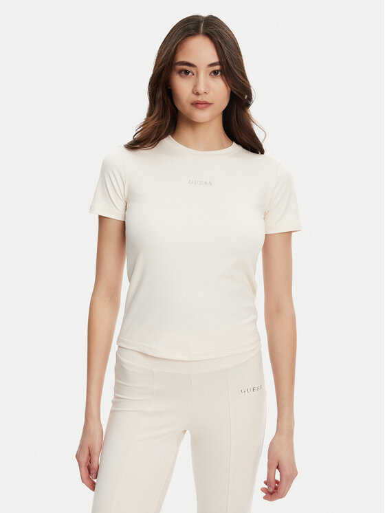 Guess Тишърт V5RI10 KCD02 Екрю Regular Fit цвят на ниска цена