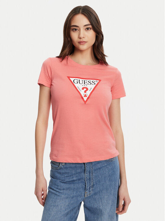 Guess Тишърт W1YI1B I3Z14 Коралов Regular Fit цвят на ниска цена