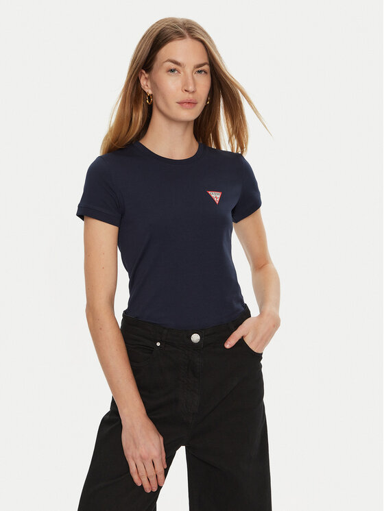 Guess Тишърт W2YI44 J1314 Син Slim Fit цвят на ниска цена