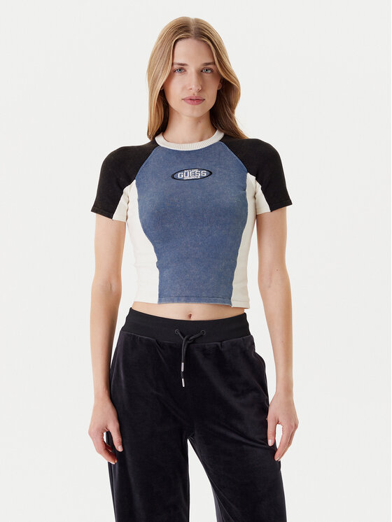 Guess Тишърт W5YR44 Z2YJ2 Тъмносин Regular Fit цвят на ниска цена