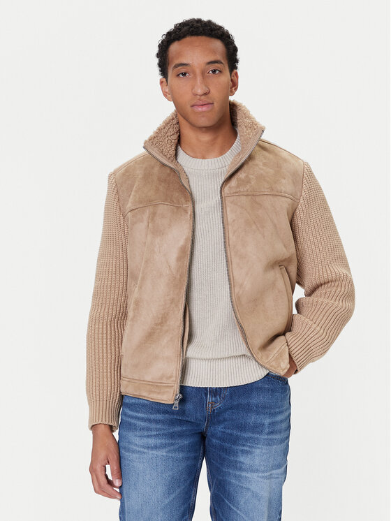 Guess Яке от имитация на кожа M5BR79 Z5570 Бежов Regular Fit цвят на ниска цена