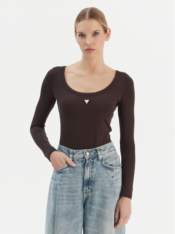 Guess топ 178541 Кафяв Classic Fit цвят на ниска цена