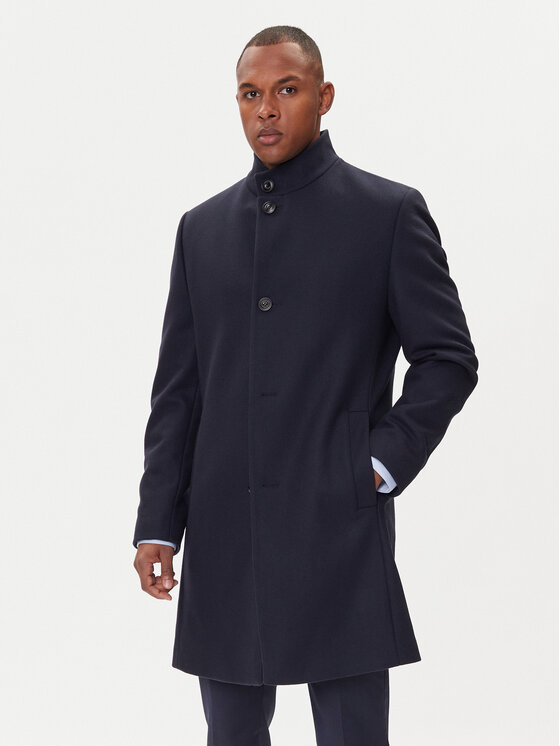 HUGO Вълнено палто Mintrax2541 50546551 Тъмносин Regular Fit цвят на ниска цена