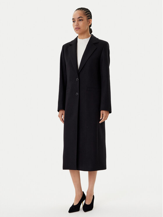 HUGO Вълнено палто Mojeni 50547691 Черен Regular Fit цвят на ниска цена