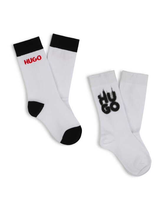 HUGO Дълги чорапи G00324 Бял цвят на ниска цена