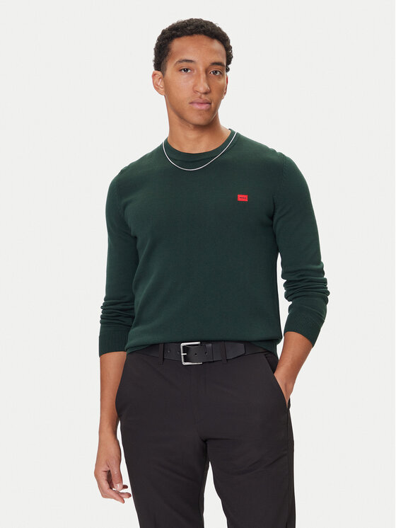 HUGO Пуловер San Cassius-C1 50475083 Зелен Regular Fit цвят на ниска цена