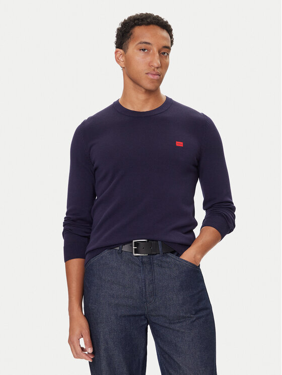 HUGO Пуловер San Cassius-C1 50475083 Тъмносин Regular Fit цвят на ниска цена