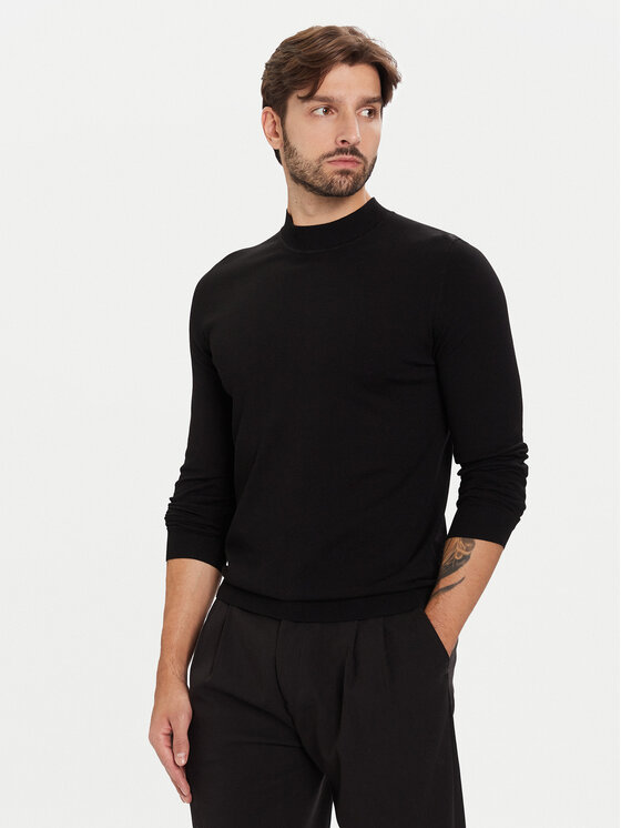 HUGO Пуловер San Marc 50546856 Черен Slim Fit цвят на ниска цена