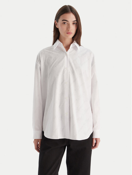 HUGO Риза Elisana_B 50548839 Бял Oversize цвят на ниска цена