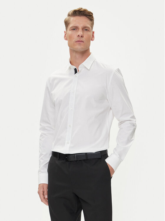 HUGO Риза Elisha02 50544910 Бял Extra Slim Fit цвят на ниска цена