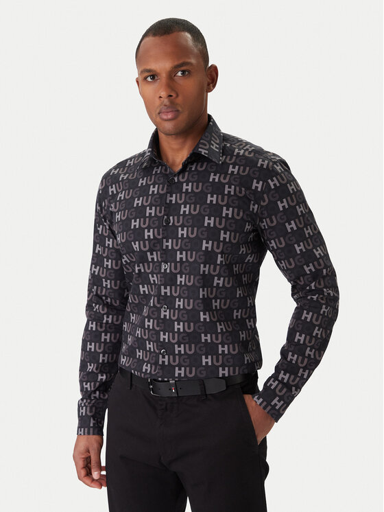 HUGO Риза Ermo 50555775 Черен Casual Fit цвят на ниска цена