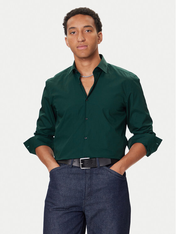 HUGO Риза Kenno 50289499 Зелен Slim Fit цвят на ниска цена