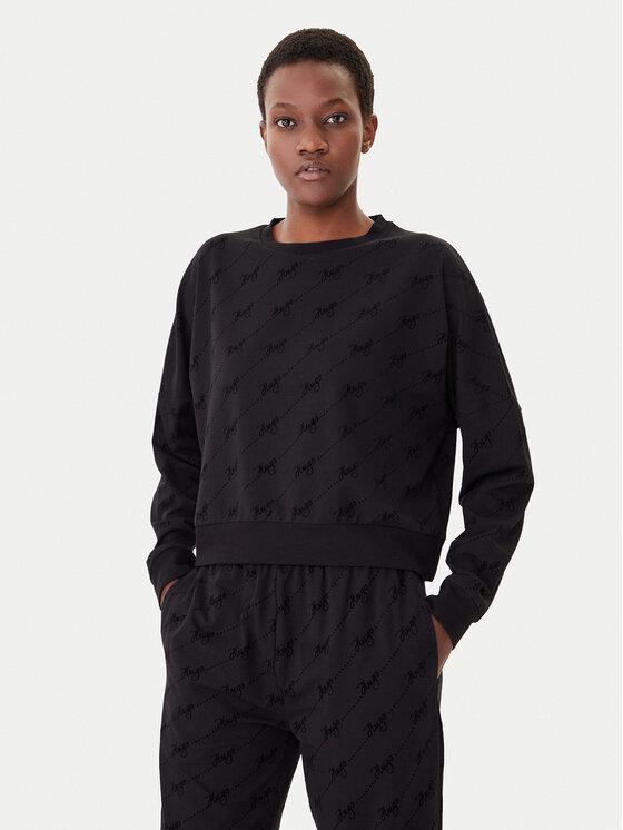 HUGO Суитшърт Lokky 50545210 Черен Relaxed Fit цвят на ниска цена