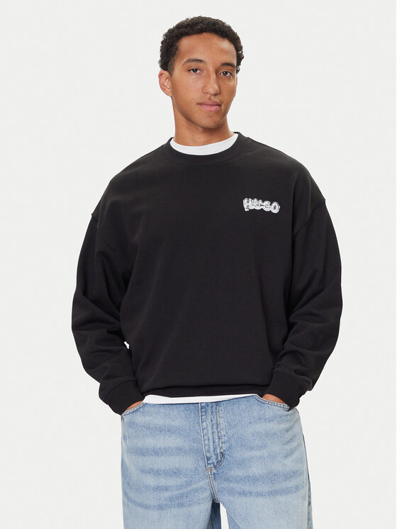 HUGO Суитшърт Nyrocrew 50549778 Черен Loose Fit цвят на ниска цена