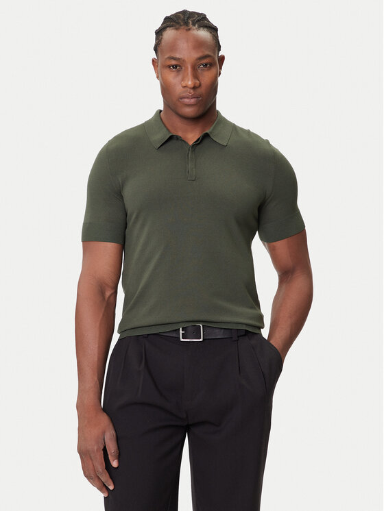 HUGO Тениска с яка и копчета San Peter-CV 50536672 Зелен Regular Fit цвят на ниска цена